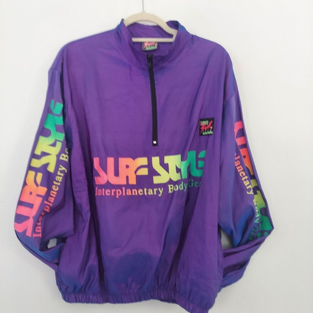 Surf Style Interplanetary Body Gear Iridescent Windbreaker Jacket Mens M Medium